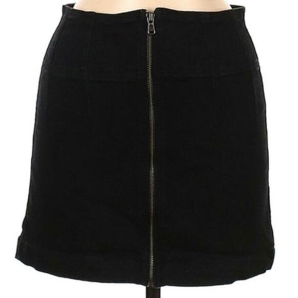 Free People Black Mini Zipper Skirt - Picture 2 of 6
